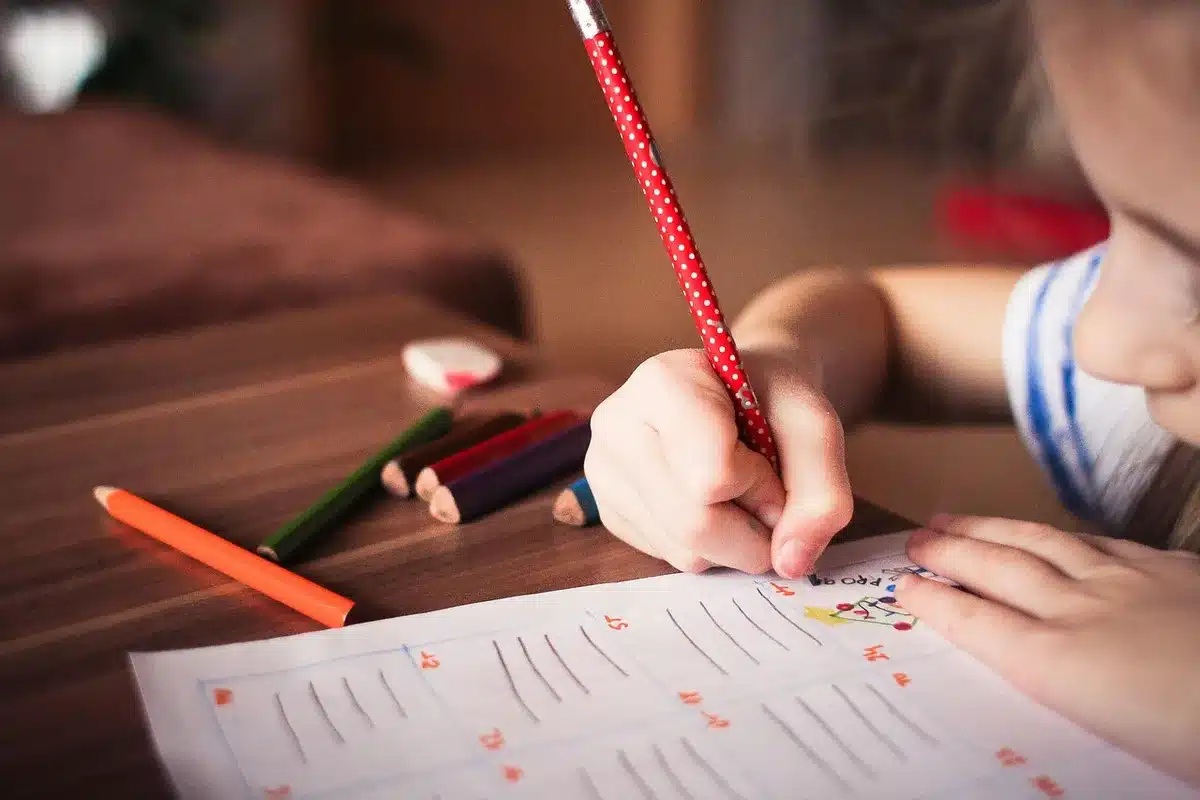 Enfant engagé dans une activité tactile avec des cartes à manipuler